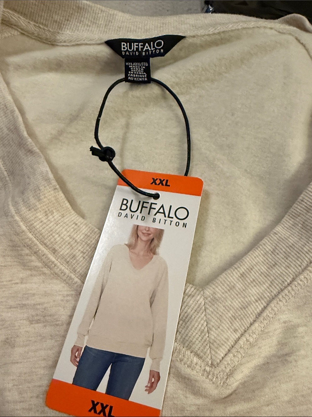 Buffalo David Bitton Cream V-Neck Pullover Sweater XXL